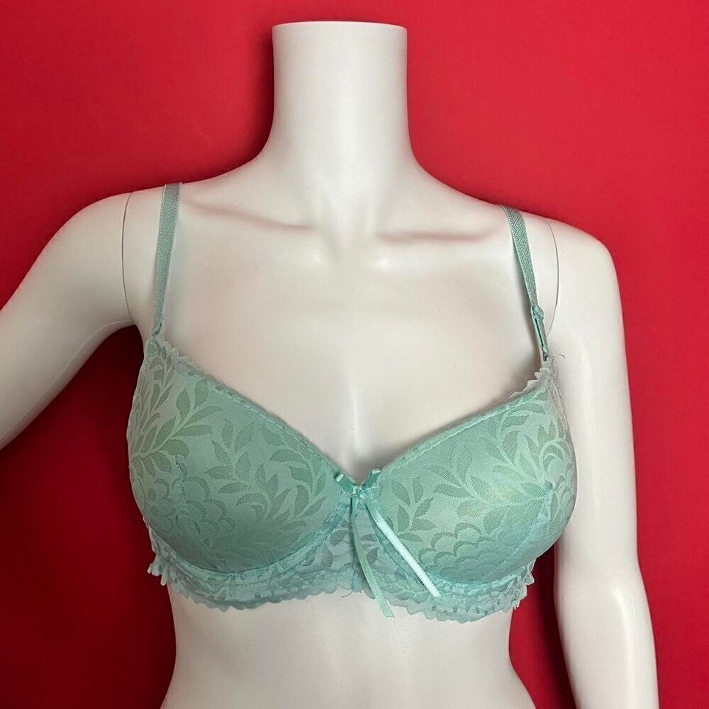 Light turquoise  / teal full floral lace slightly padded bra​​​​​​​​​​​​​​